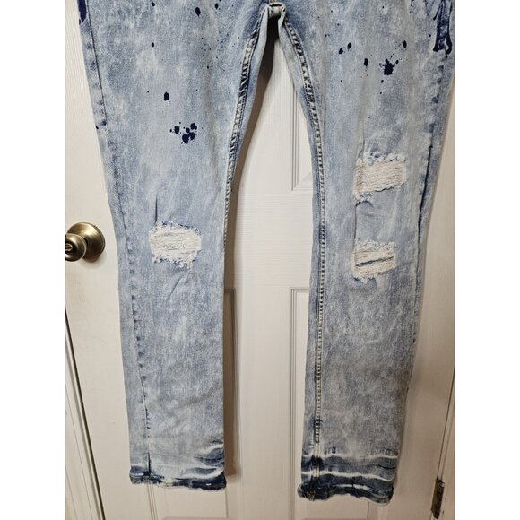AHP Jeans Blue Acid Light Wash Distressed Cotton Blend Mens Size 40X33 NWT - Picture 3 of 12
